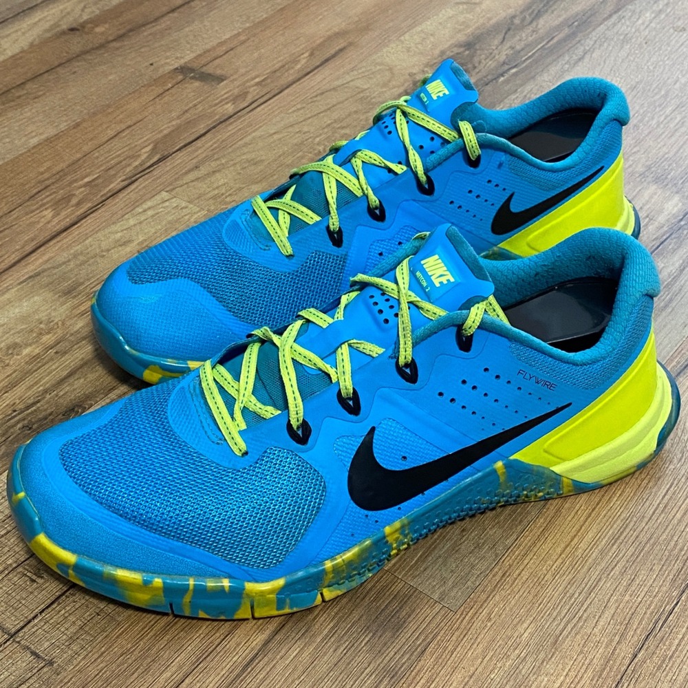Nike Metcon 2 Womens Training Shoes Blue Lagoon Volt 843972-400 Size 9.5